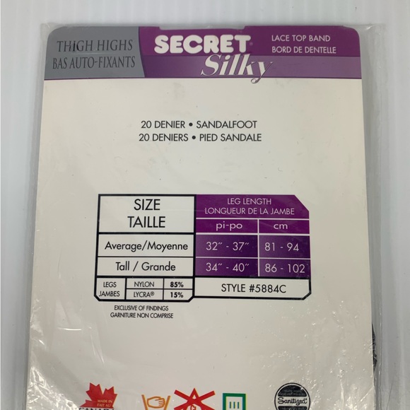 Secret Silky Thigh High Stockings 5884 Nightshade Sz Average 20 Denier Lace Top - Picture 5 of 5